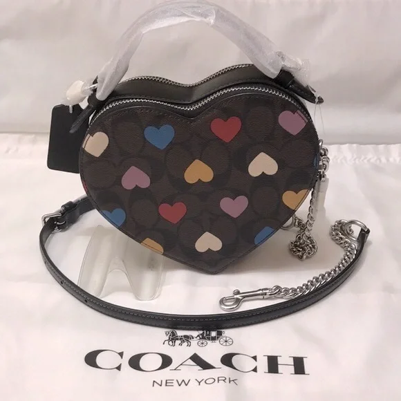 Multi Heart Crossbody Signature Canvas with Heart Print  BNWT - Picture 3 of 13